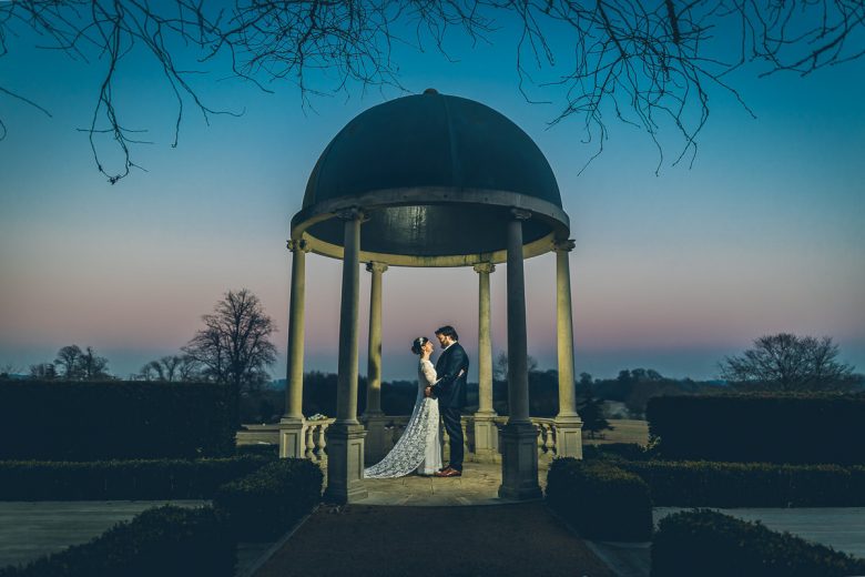 Froyle Park Wedding Portrait in the garden gazebo